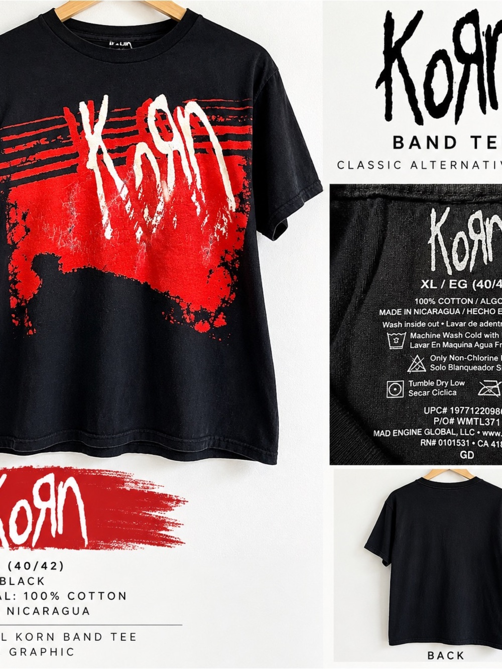 Korn Black Short Sleeve Graphic Tee with Red Print
